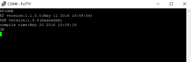 putty check AT+GMR command